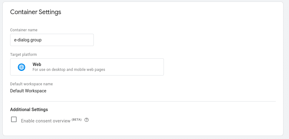 Container Settings in GTM