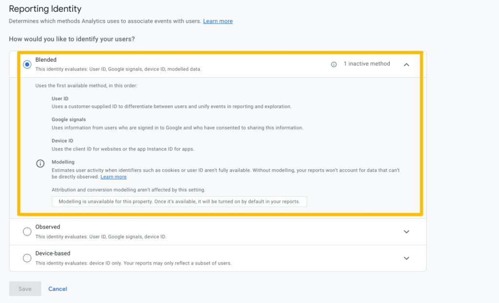 Blended Reporting Identity