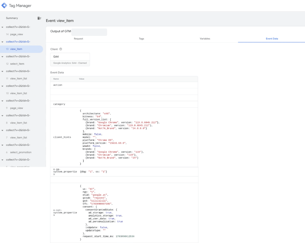 Debugging Server Side Google Tag Manager - 4. Event data