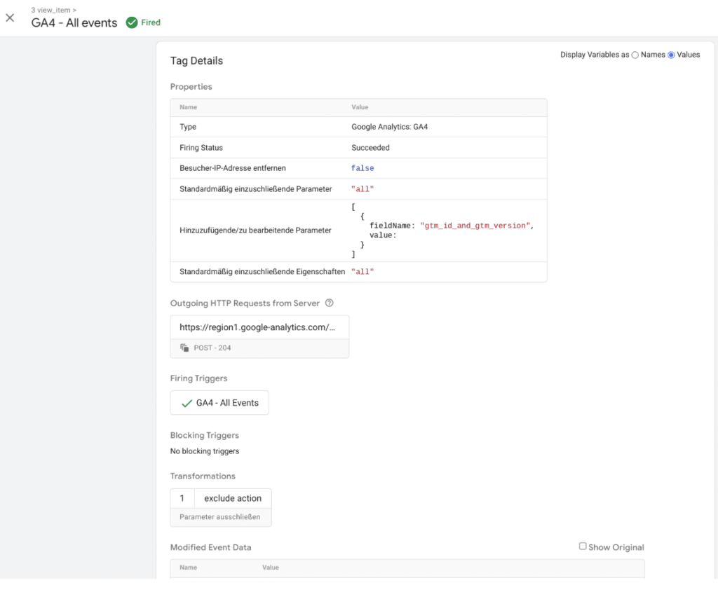 Debugging Server Side Google Tag Manager - 7.Modified event data