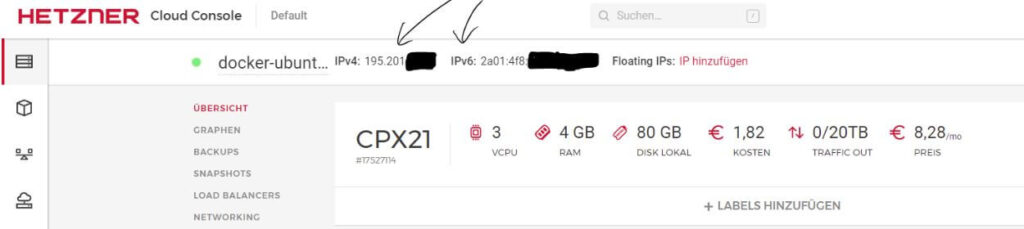 Blog Serverside Tagging - Hetzner VPS Overview