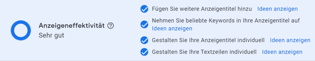 Responsive Search Ads - Anzeigeneffektivität