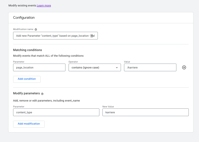 Blog GA4 Modify Events - Neuen Parameter erstellen - Beispiel: karriere