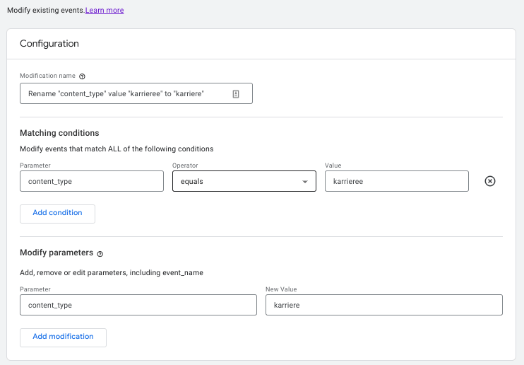 Blog GA4 Modify Events - Einen Parameterwert ändern