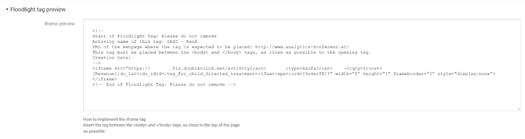 Floodlight Tag Preview