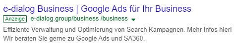 Google Ads Business Anzeige nachgebaut