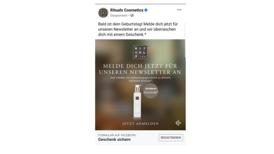 Newsletter Opt In Werbung auf Facebook