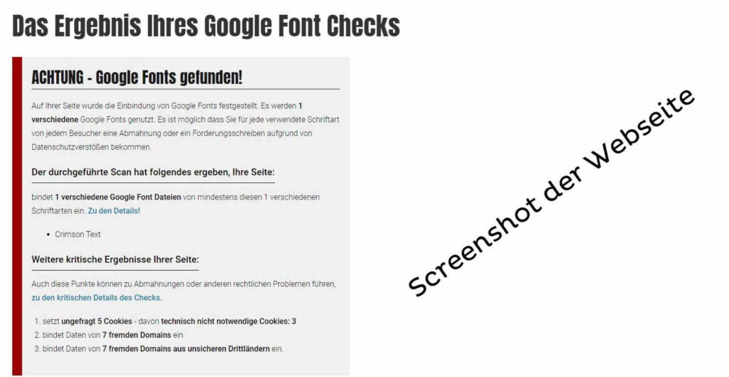 Beispiel Ergebnis Online-Checker