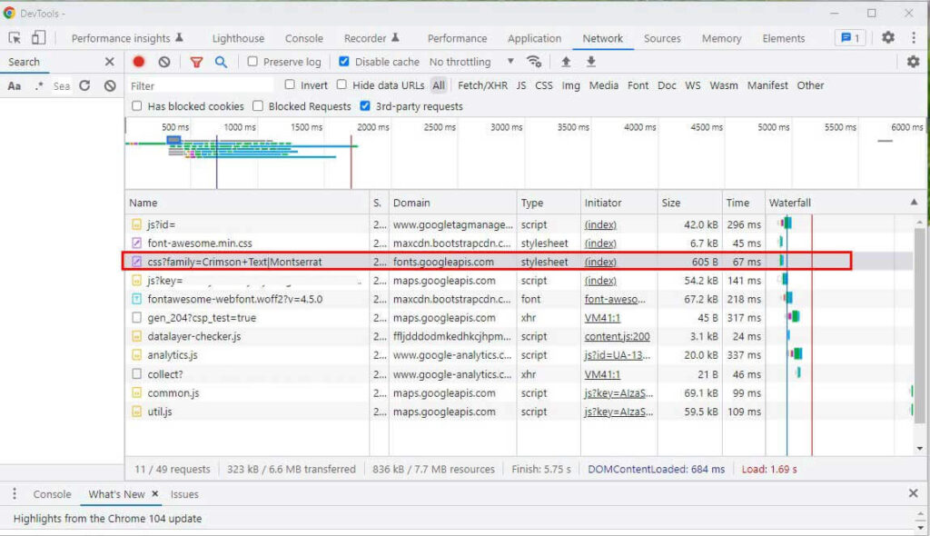 Webdeveloper Tool Tab Network