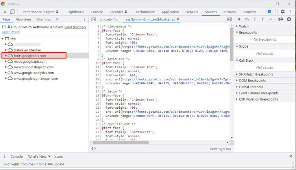 Webdeveloper Tool Tab Sources