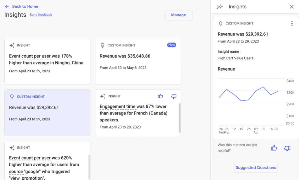 GA4 View all Insights