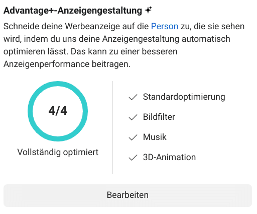 Advantage+ Anzeigengestaltung