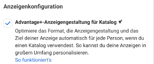 Advantage+Anzeigengestaltung für Katalog