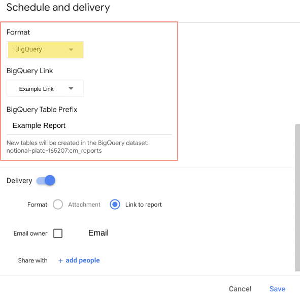 CM360 Verknüpfung mit BigQuery Exporter - Report erstellen