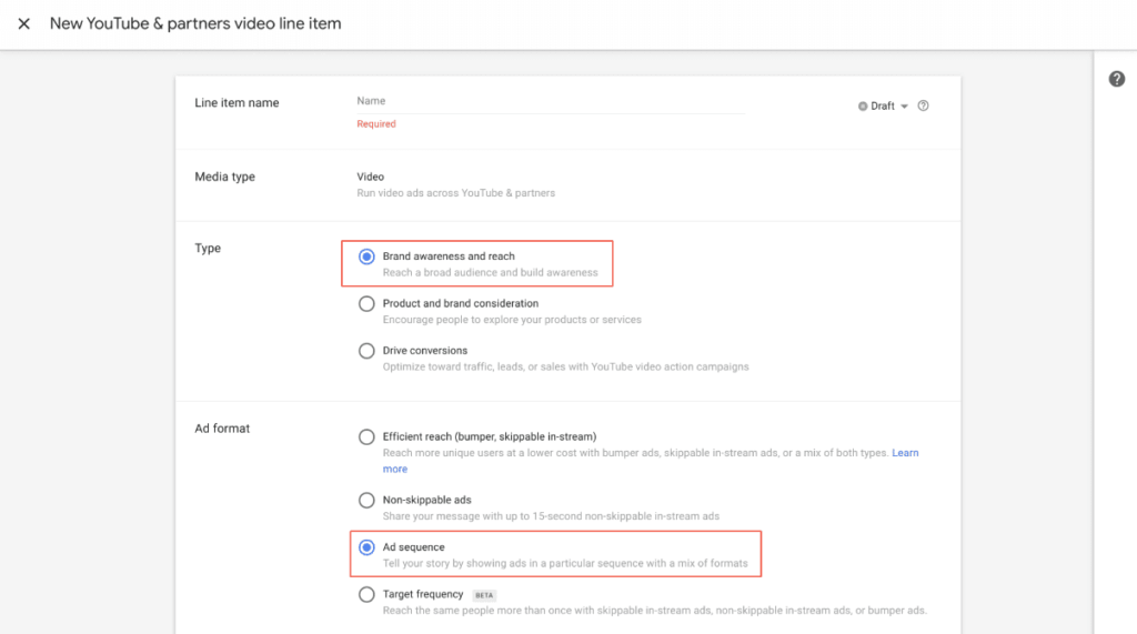 Sequenzen Setup in DV360