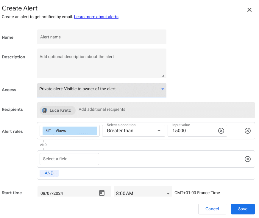 Looker Studio Pro Funktionen - Alerts in Diagrammen