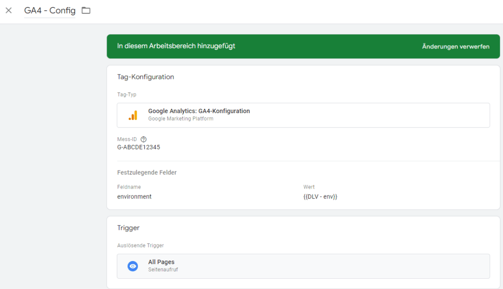 GTM Workspace - Beispiel 1