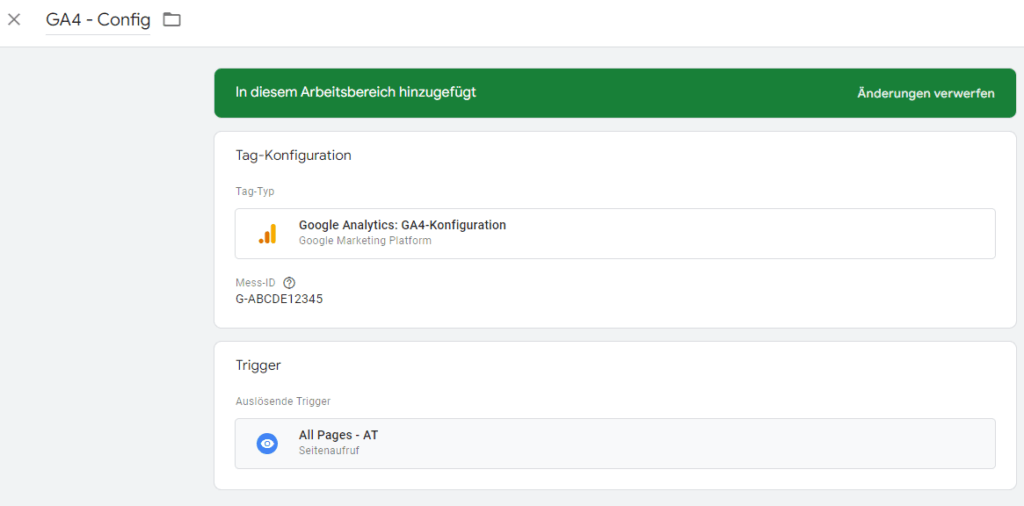 GTM Workspace - Beispiel 2