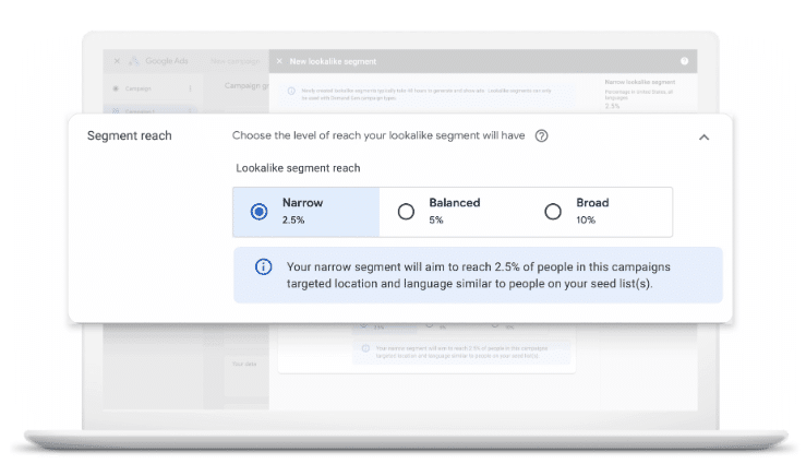 Segment Reach Setting in Google Ads Demand Gen Kampagnen