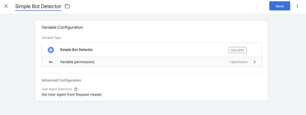 Bot Traffic verhindern - Variable Simple Bot