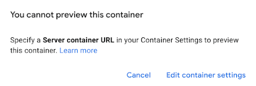 Debugging Server Side Google Tag Manager - cannot preview error