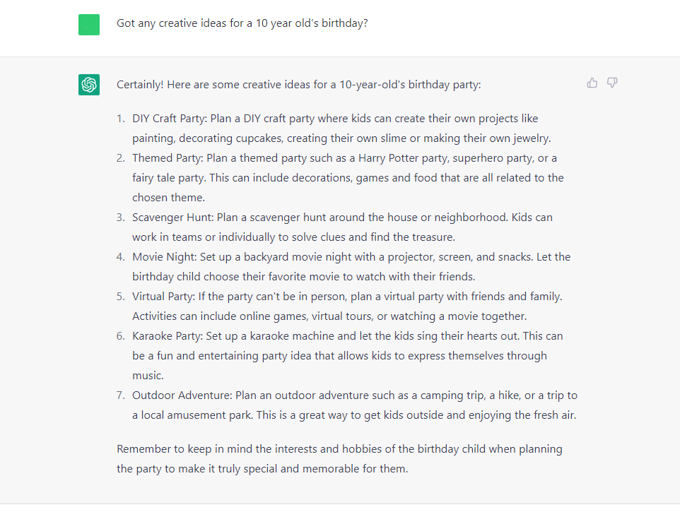 Example ChatGPT