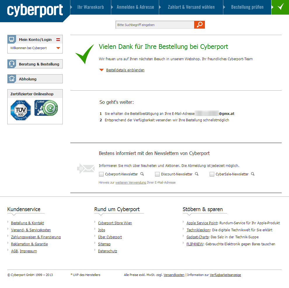 Danke Seite Cyberport