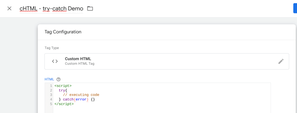 try-catch Funktion im GTM