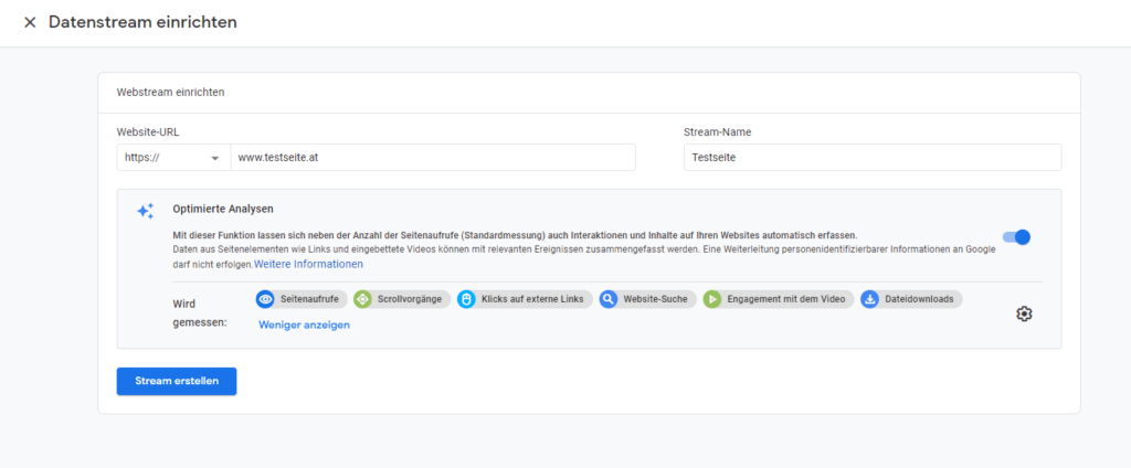 Setup Google Analytics 4 Datastream