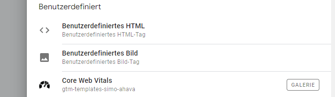 Web Vitals - GTM Vorlage