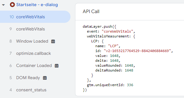 Web Vitals - GTM dataLayer