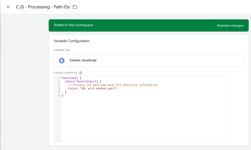 Added Variable Configuration