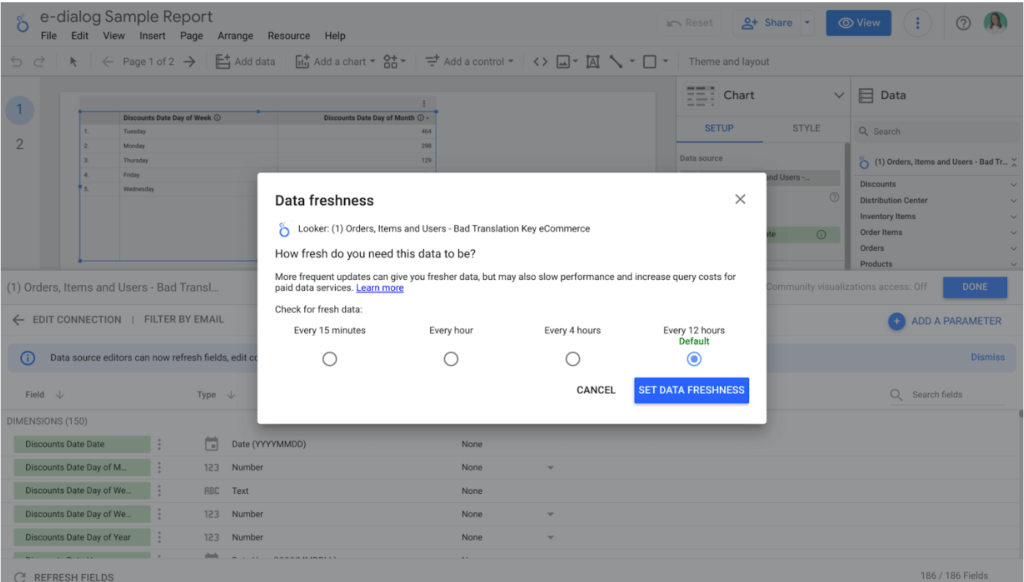 Looker Studio Data freshness