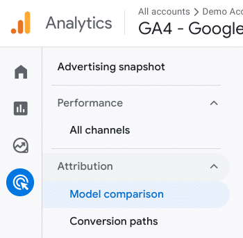 Model Comparison - 1 GA4 Menu