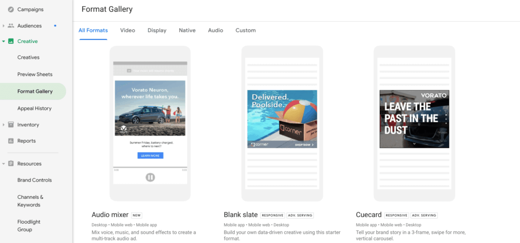 Format Gallery Navigationsbereich
