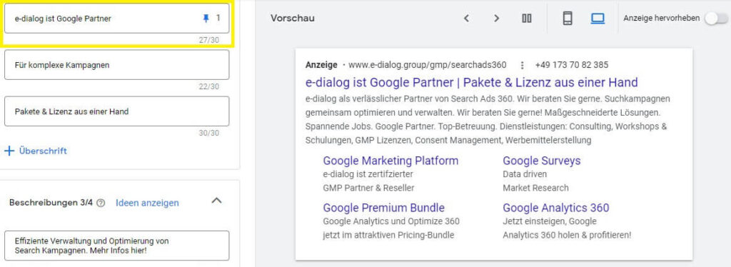 RSA Fixierung e-dialog ist Google Partner