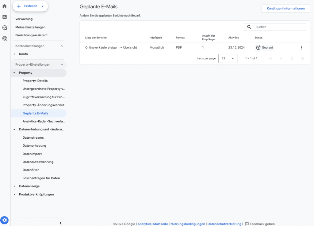 Scheduled Emails - Verwaltung 2