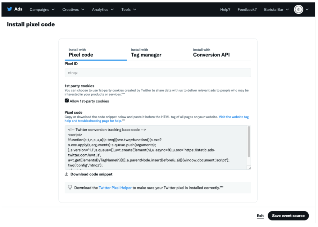 Twitter Ads Update - Code