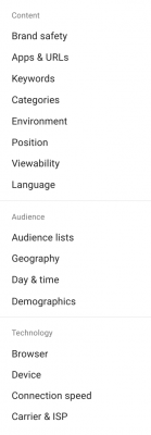 Targeting Einstellungen Checkliste DV360 Setup - Targeting Einstellungen